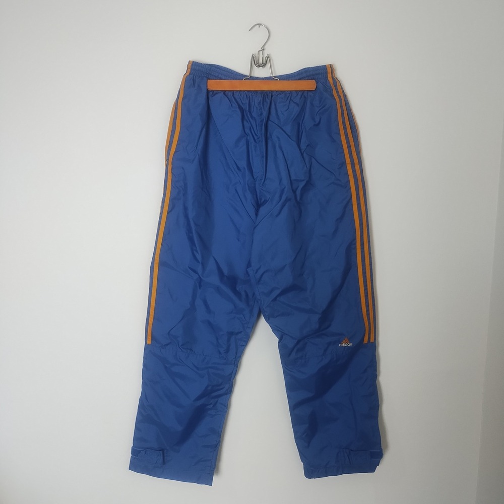 Adidas Vtg Y2K Track Pants Medium Blue Gold Stripe Nylon Sportif Gorpcore‎